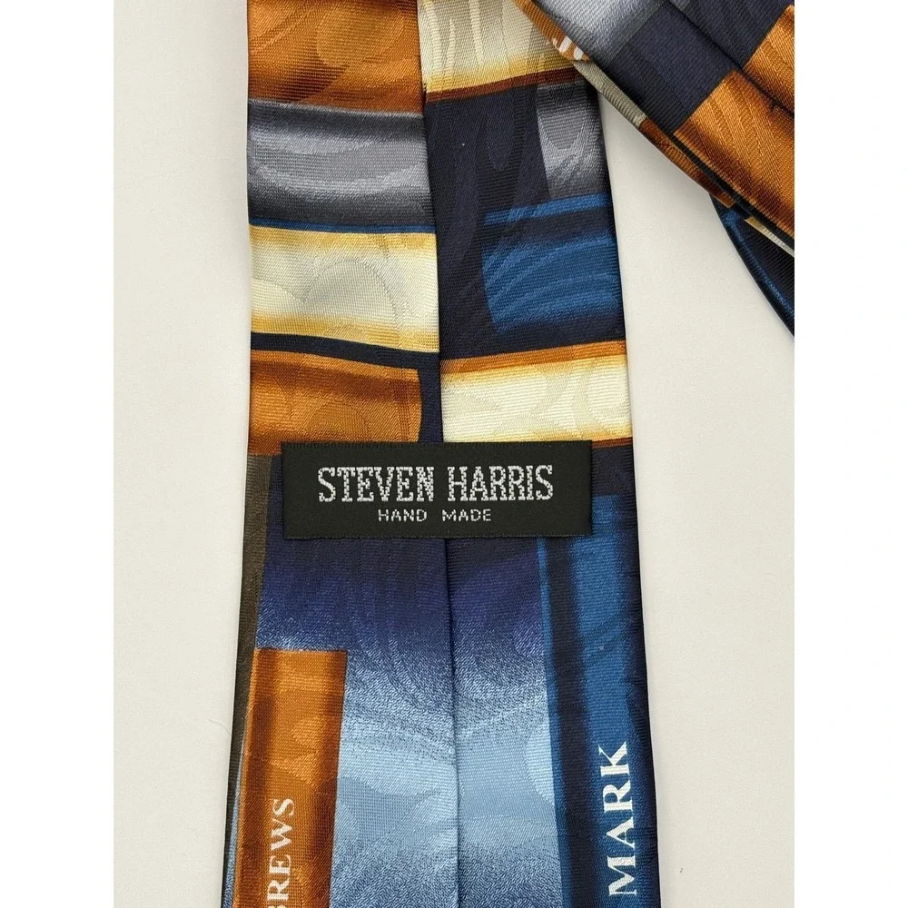 Steven Harris Mens Bible Books Novelty Tie Navy‎ Blue Copper Religious Hand Made
